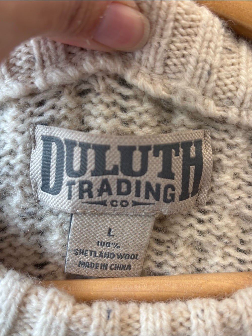 Duluth 100% Shetland Wool Fisherman Cable Knit Sweater Large - Picture 4 of 11